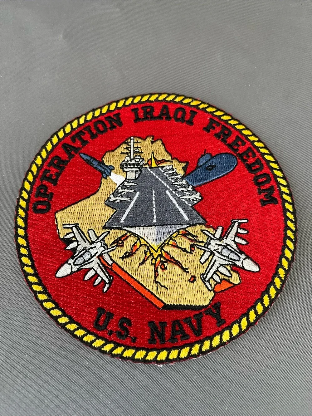 U.S. Navy Operation Iraqi Freedom Red Embroidered Wall Patch